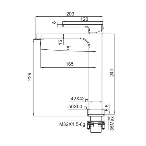 Змішувач для умивальника високий KOER KB-11009-05 (Колір чорний) (KR3501)