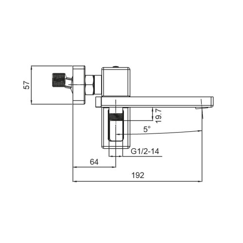 Змішувач для ванни з коротким зливом KOER KB-41009-01 (Колір хром) (KR3502)