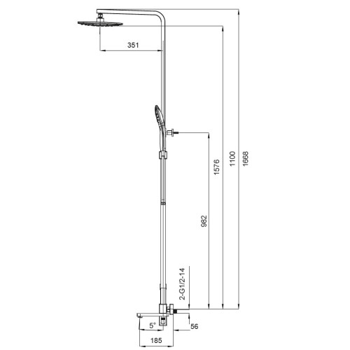 Душова колона із змішувачем KOER KB-56009-05, 3 функції (Колір чорний) (KR3507)