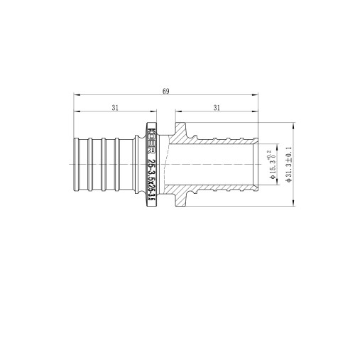 Муфта сполучна рівнопрохідна Koer KA.С25 - 25(3.5mm) x 25(3.5mm) (KR4857)