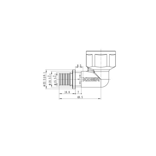 Уголок переходной с ВР Koer KA.L08F-16 - 16(2.2mm) x 3/4