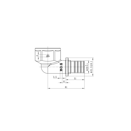 Уголок переходной с ВР Koer KA.L10F-25 - 25(3.5mm) x 1