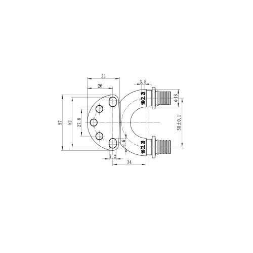 Уголок настен. со сквозным проходом и ВР Koer KA.LW16-06F-16- 16(2.2mm) x 1/2