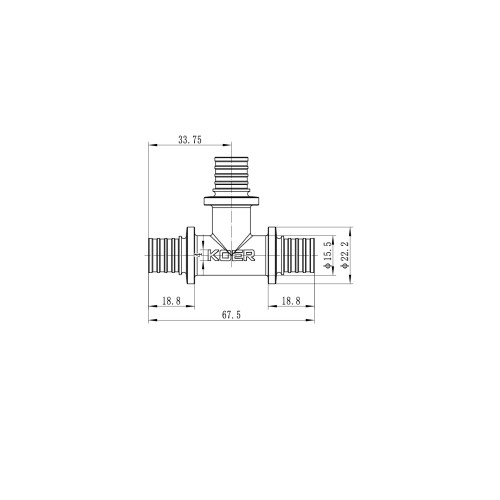 Тройник равнопроходной Koer KA.T16 - 16(2.2mm) x 16(2.2mm) x 16(2.2mm) (KR4884)