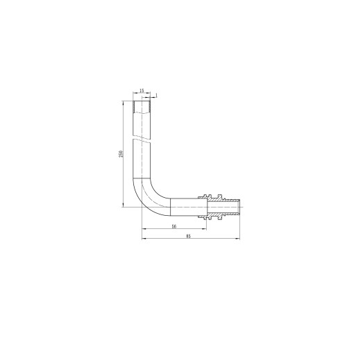 Трубка Г-образная для подсоединения радиатора Koer KA.D16-250 - 16(2.2mm) x 15-250mm (KR4902)