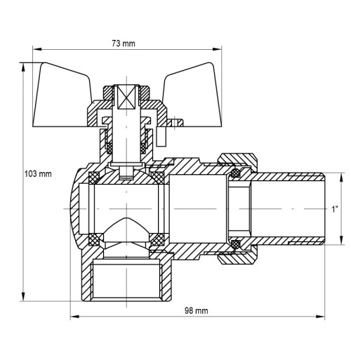Кран із американкою кутовий Koer KR.228.W - 1