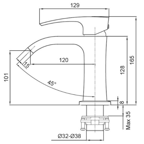 Змішувач для умивальника KOER KB-12007-04 (Колір хром+білий) (KR5151)