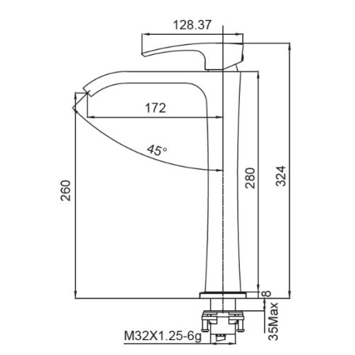 Змішувач для умивальника високий KOER KB-13007-07 (Колір графіт) (KR5154)