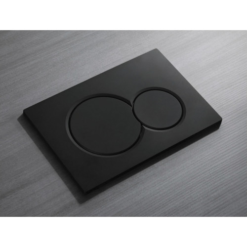 Панель змиву KOER KT-0601-05 240x160x10mm пластикова, кнопка кругла (колір чорний матовий) (KR5176)