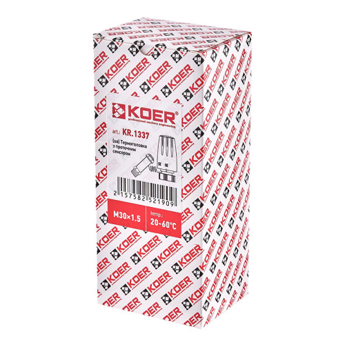 Термоголовка Koer KR.1337 – M30x1.5 із проточним сенсором (KR5219)