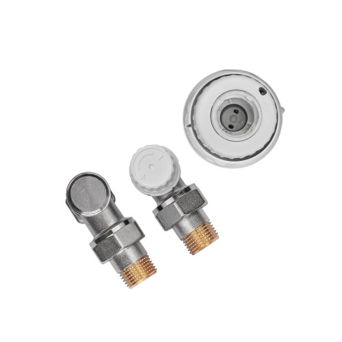 Комплект для підключення радіатора Koer SET-23 - 1/2'' кутовий з термоголовкою, кликове кріплення (KR5284)