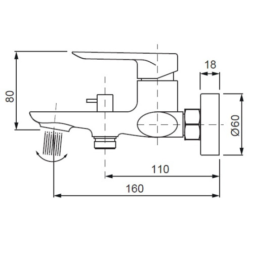 Змішувач для ванни з коротким зливом KOER KB-40028-05 (Колір чорний) (KR5306)