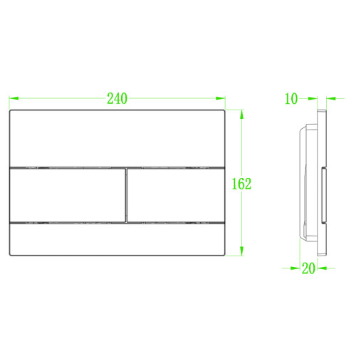 Панель смыва Koer KT-0603-07 240x160x10mm пластиковая, кнопка линейная (цвет графит) (KR5321)
