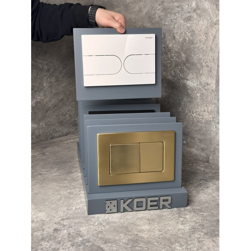 Панель змиву KOER KT-0604-03 240x160x10mm пластикова, кнопка закруглена (колір білий) (KR5322)