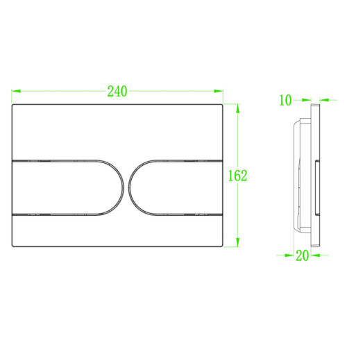 Панель змиву Koer KT-0604-01 240x160x10mm пластикова, закруглена кнопка (колір хром) (KR5323)