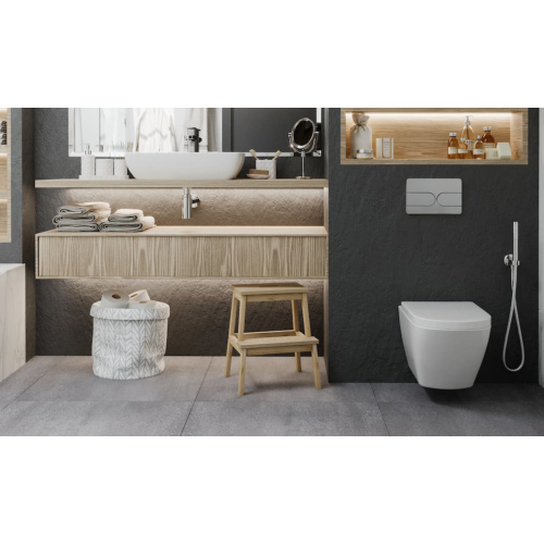 Панель змиву KOER KT-0604-01 240x160x10mm пластикова, кнопка закруглена (колір хром) (KR5323)