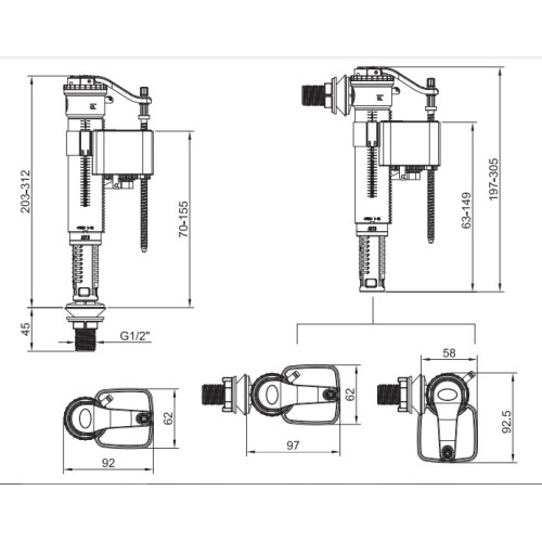 Арматура наполнительная KOER KT-0102-1/2
