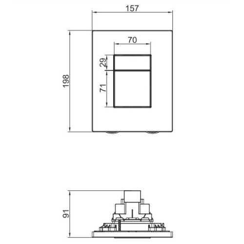 Панель змиву Koer KT-0607-07 157x198x10mm пластикова, квадратна кнопка (колір графіт) (KR5345)