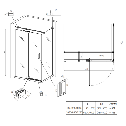 Душова кабіна без піддону Koer SR SC02-100x80x200-TR-01 прозоре скло Easy Clean 8мм, хром (KR5355)