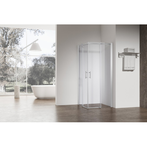 Душова кабіна без піддону Koer SR SC03-100x100x200-TR-01 прозоре скло Easy Clean 6мм, хром (KR5357)