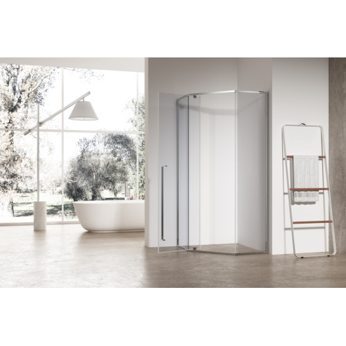 Душова кабіна без піддону Koer SR SC06-100x100x200-TR-01 прозоре скло Easy Clean 8мм, хром (KR5365)
