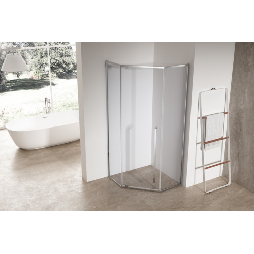 Душова кабіна без піддону Koer SR SC06-100x100x200-TR-01 прозоре скло Easy Clean 8мм, хром (KR5365)