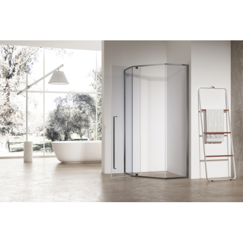 Душова кабіна без піддону Koer SR SC06-90x90x200-TR-07 прозоре скло Easy Clean 8мм, графіт (KR5366)