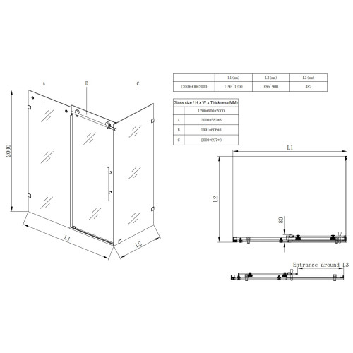 Душова кабіна без піддону Koer SR SC07-120x90x200-TR-01 прозоре скло Easy Clean 8мм, хром (KR5370)
