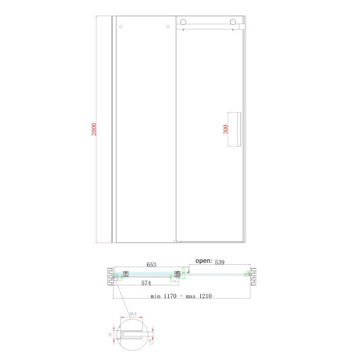 Дверь в нишу Koer SR SD01-120x200-TR-07 прозрачное стекло Easy Clean 8мм, графит (KR5378)