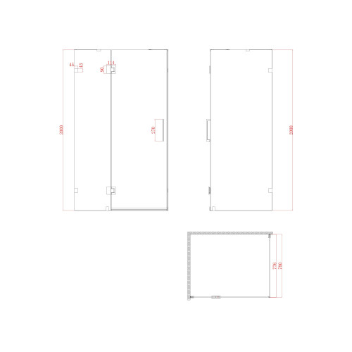 Бічна стінка для кабіни Koer SR SW04-80x200-TR-01 прозоре скло Easy Clean 10мм, хром (KR5389)