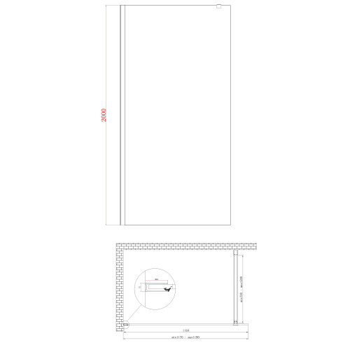 Душевая перегородка Koer SR SP01-120x200-TR-01 Walk-In прозрачное стекло Easy Clean 8мм, хром (KR5394)