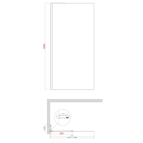 Душова перегородка Koer SR SP02-100x200-TR-01 Walk-In прозоре скло Easy Clean 8мм, хром (KR5395)