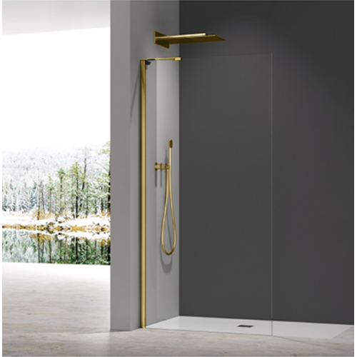 Душевая перегородка Koer SR SP02-100x200-TR-12 Walk-In проз.стекло Easy Clean 8мм, матовое золото (KR5396)