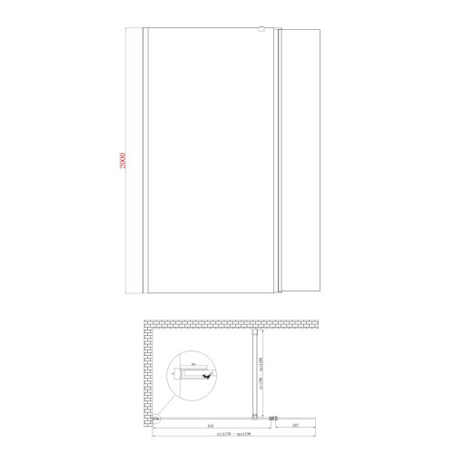 Душова перегородка Koer SR SP03-120x200-TR-01 Walk-In прозоре скло Easy Clean 8мм, хром (KR5398)