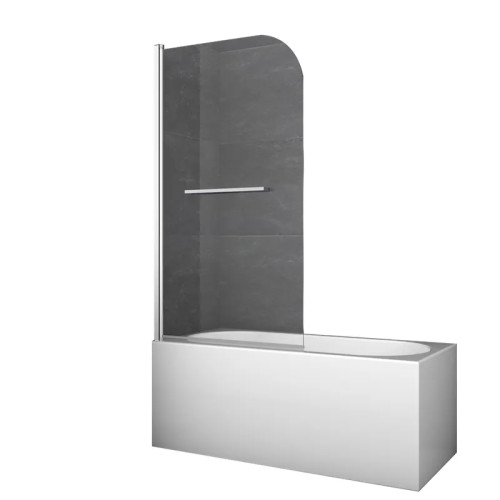 Шторки стеклянные на ванну Koer SR BS02-80x140-TR-01 прозрачное стекло 6мм, хром (KR5401)