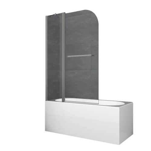 Шторки скляні на ванну Koer SR BS04-95x140-TR-07 прозоре скло 6мм, графіт (KR5404)