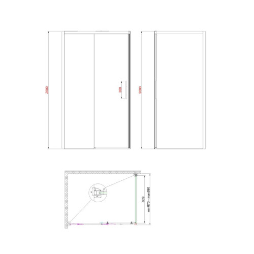 Бічна стінка для кабіни Koer SR SW05-90x200-TR-01 прозоре скло Easy Clean 6мм, хром (KR5407)