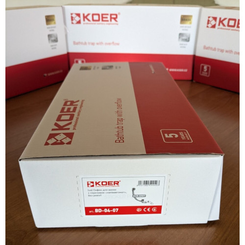 Сифон для ванни Koer BD-04-07 НАПІВАВТОМАТИЧНИЙ з переливом, без ревізії (Колір графітовий) 1 1/2'' (KR5444)