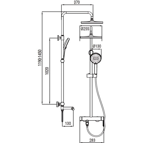 Душова колона із змішувачем KOER KB-56029-07, 3 функції (Колір графіт) (KR5497)