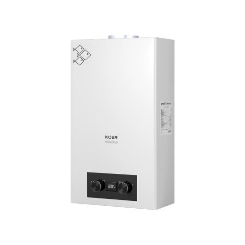 Газова колонка Koer KWH.G0110 WHITE димар 10 л/хв, колір білий (KR5553)