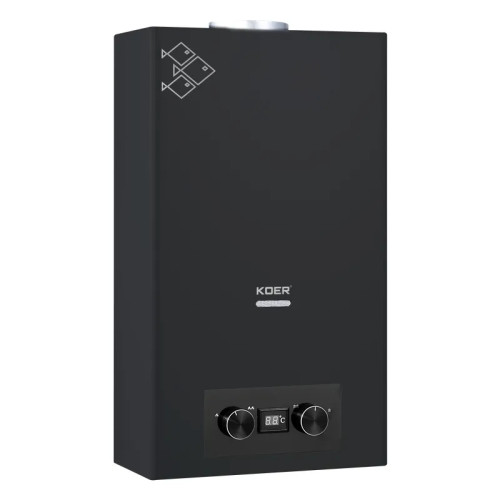 Газова колонка Koer KWH.G0110 BLACK димохідна 10 л/хв, колір чорний (KR5554)