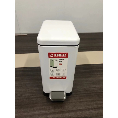 Відро для сміття з плавним закриттям прямокутне Koer TC-010210-08 10 л колір білий (KR5598)