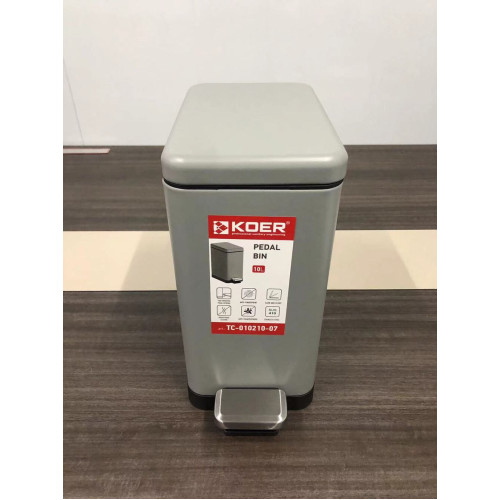 Відро для сміття з плавним закриттям прямокутне Koer TC-010210-07 10 л колір сірий (KR5599)