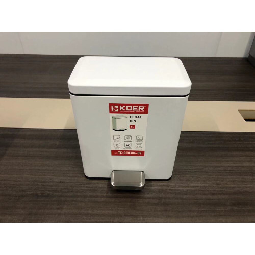 Відро для сміття з плавним закриттям прямокутне Koer TC-010306-08 6 л колір білий (KR5601)