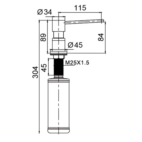 Дозатор для миючого засобу Koer SDB-01-02 300 мл (колір нерж.сталі) (KR5625)