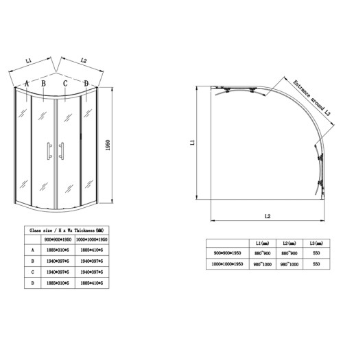 Душевая кабина без поддона Koer SR SC04-90x90x195-TR-12 прозрачное стекло Easy Clean 5мм Матовое золото (KR5681)