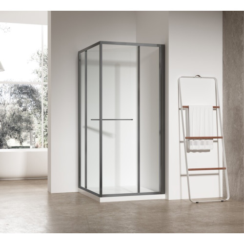 Душевая кабина без поддона Koer SR SC09-90x90x200-L-TR-07 прозрачное стекло Easy Clean 6мм Графит (KR5685)