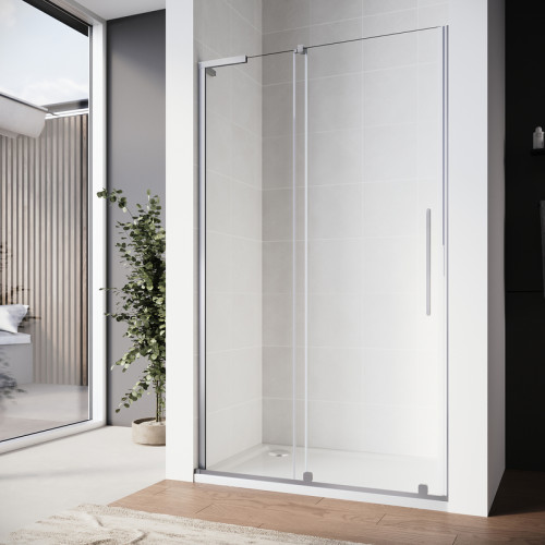 Двері в нішу Walk-In розсувні Koer SR SD07-120x200-L-TR-01 прозоре скло Easy Clean 8мм Хром (KR5686)