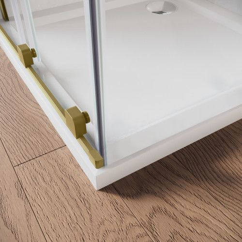 Двері в нішу Walk-In розсувні Koer SR SD07-120x200-L-TR-12 прозоре скло Easy Clean 8мм Матове золото (KR5687)