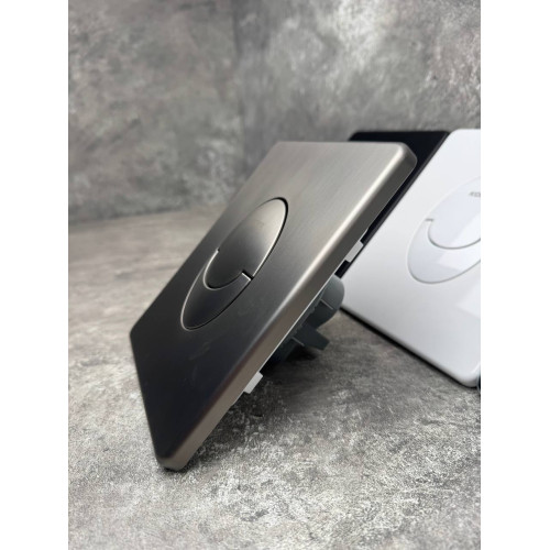 Панель змиву KOER KT-0606-07 157x198x3mm пластикова, кнопка закруглена (колір графіт) (KR5712)